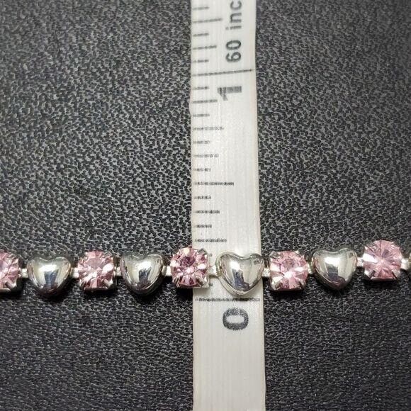 Avon silver tone pink heart earrings and bracelet - Picture 7 of 10